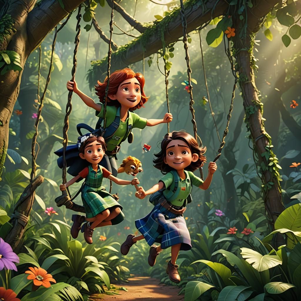 Jungle Adventure: Tartan and Jane in Pixar Style