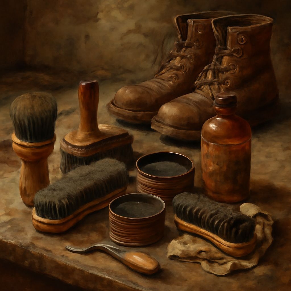 Vintage Boot Cleaner's Workstation Oil Painting