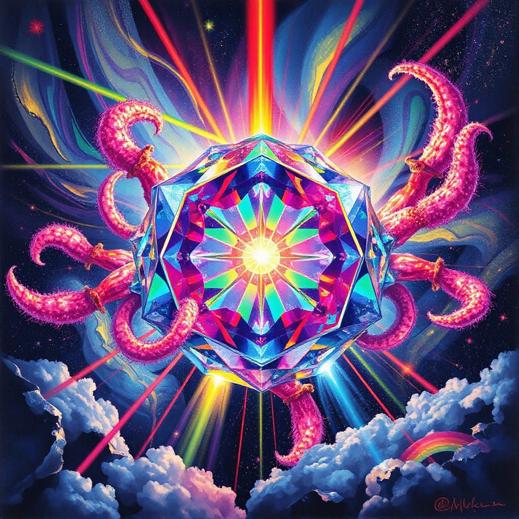 Cyber-Druidic Quartz Crystal Radiates Ecstasy-Fused Rainbow ...