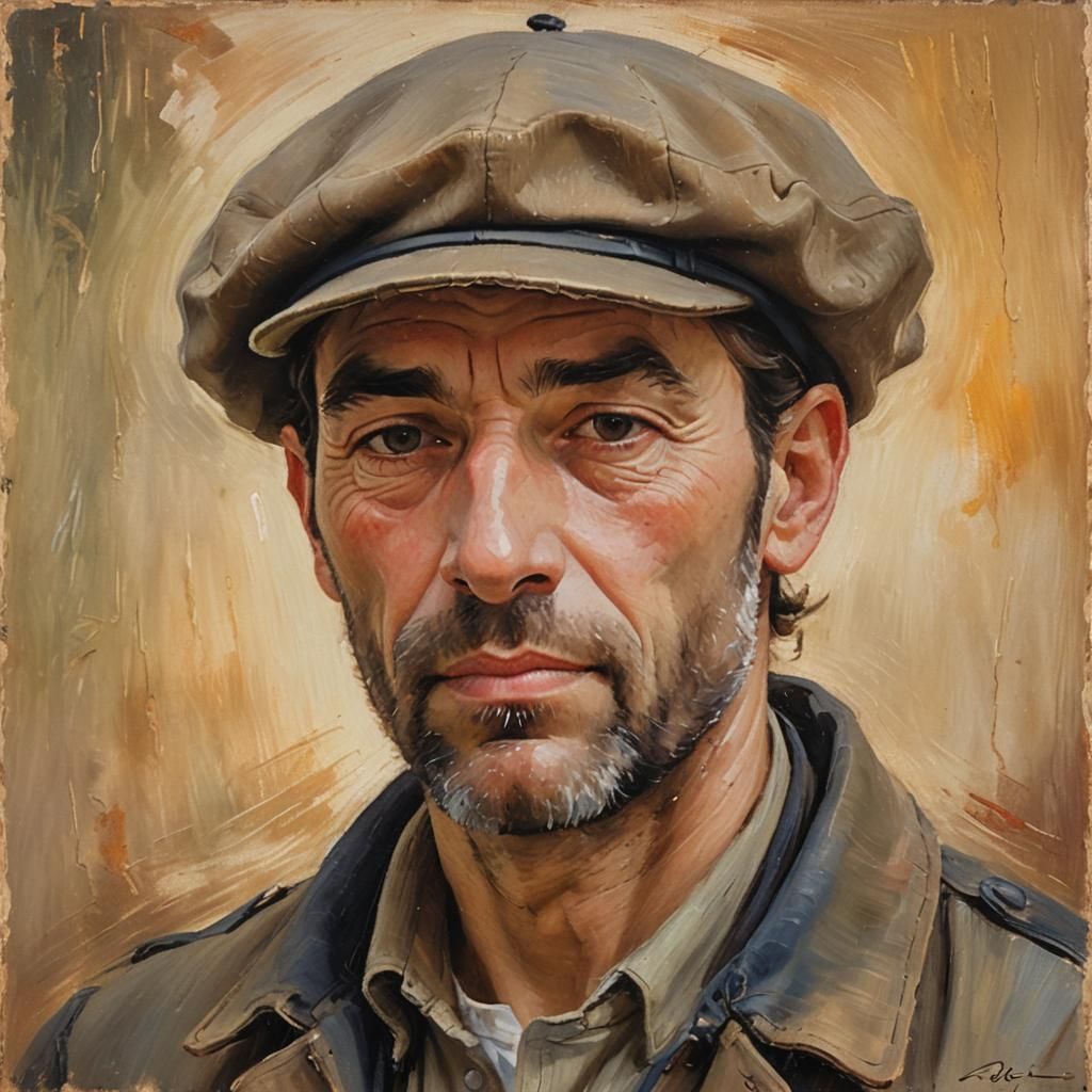 Impressionist Portrait of a Frenchman in Beret