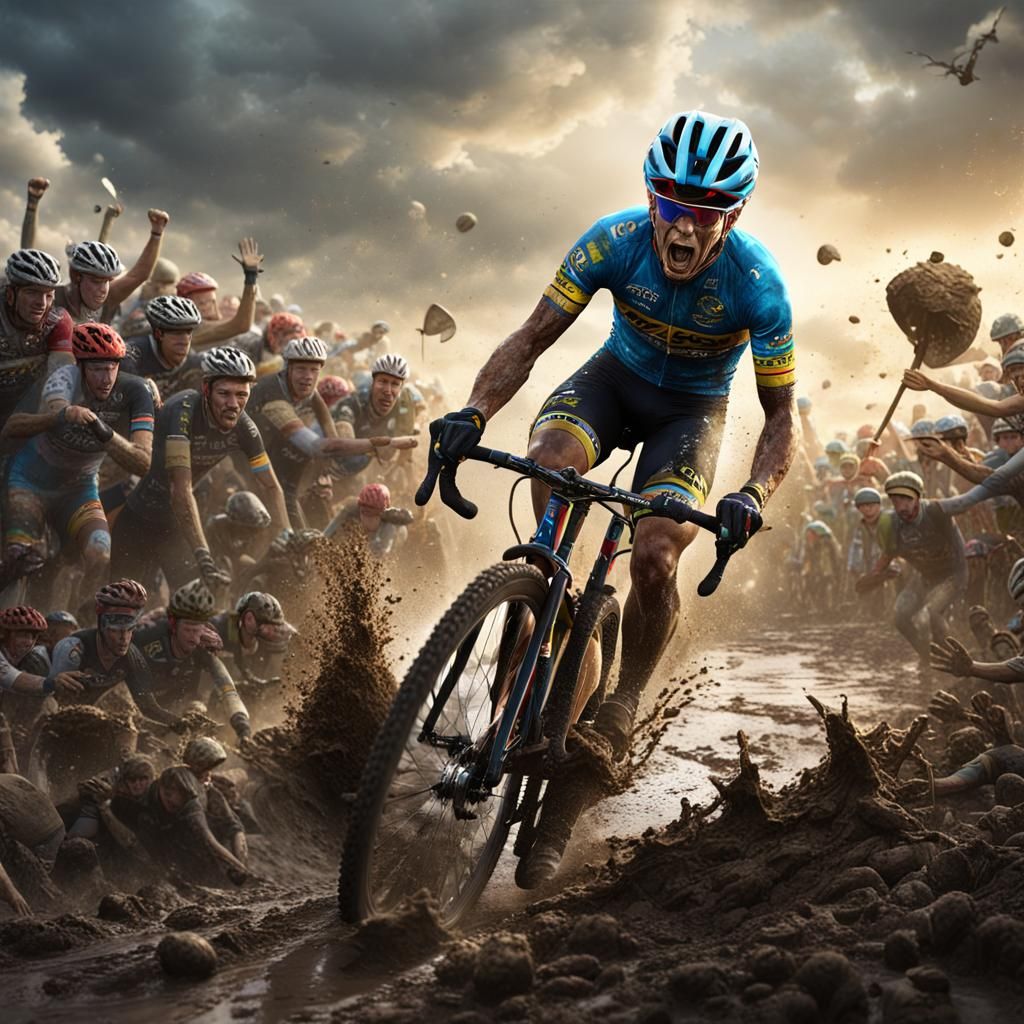 Cyclocross Rider Navigates Muddy Course