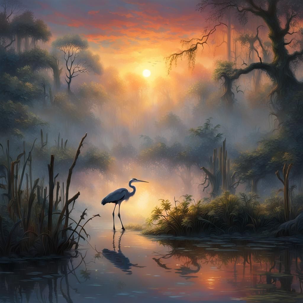 Crane in the bayou