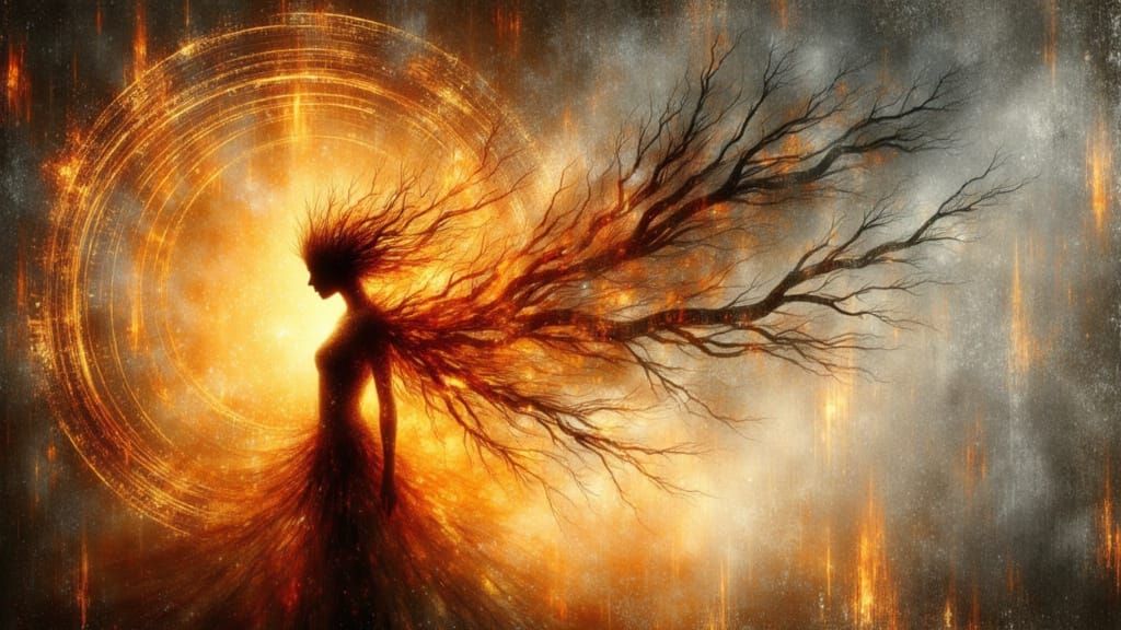 Idyllic Fae with Ember Wings in Golden Light