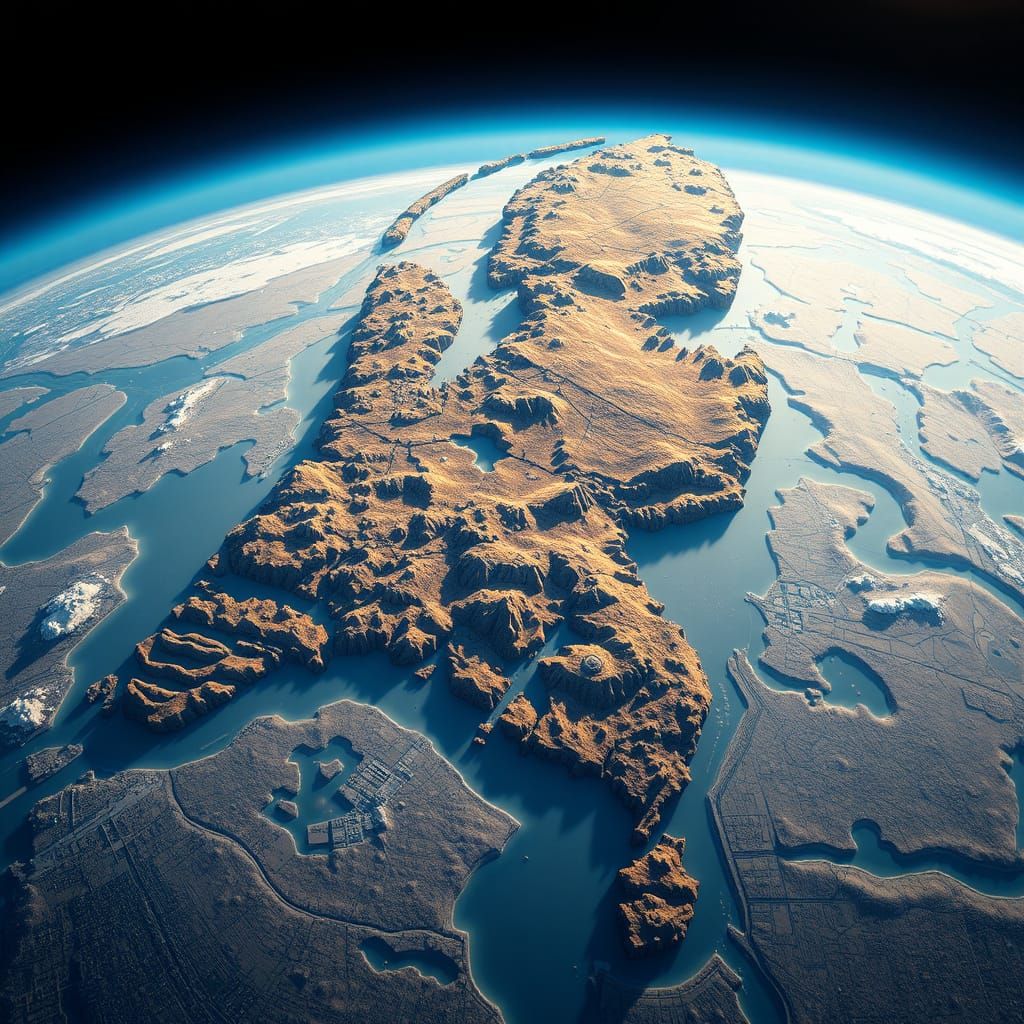 Anime-Inspired Satellite Image of the Netherlands