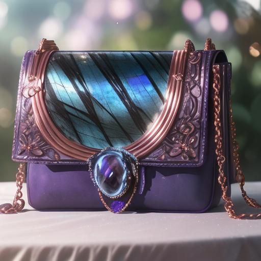 Luxurious blue labradorite handbag with purple labradorite accents& rose gold accents& Beautiful craftsmanship vibes& et...