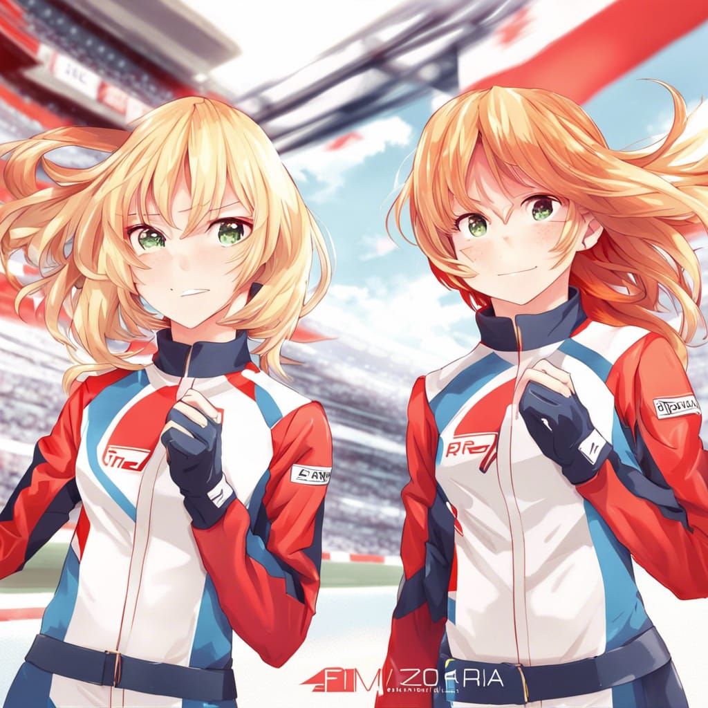 Anime Style: Red and Blonde Hair Racers