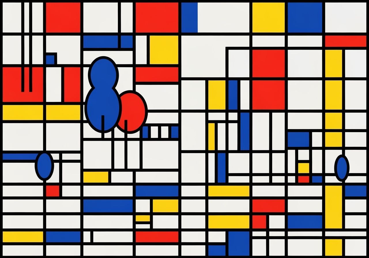 Futuristic Landscape in De Stijl Style