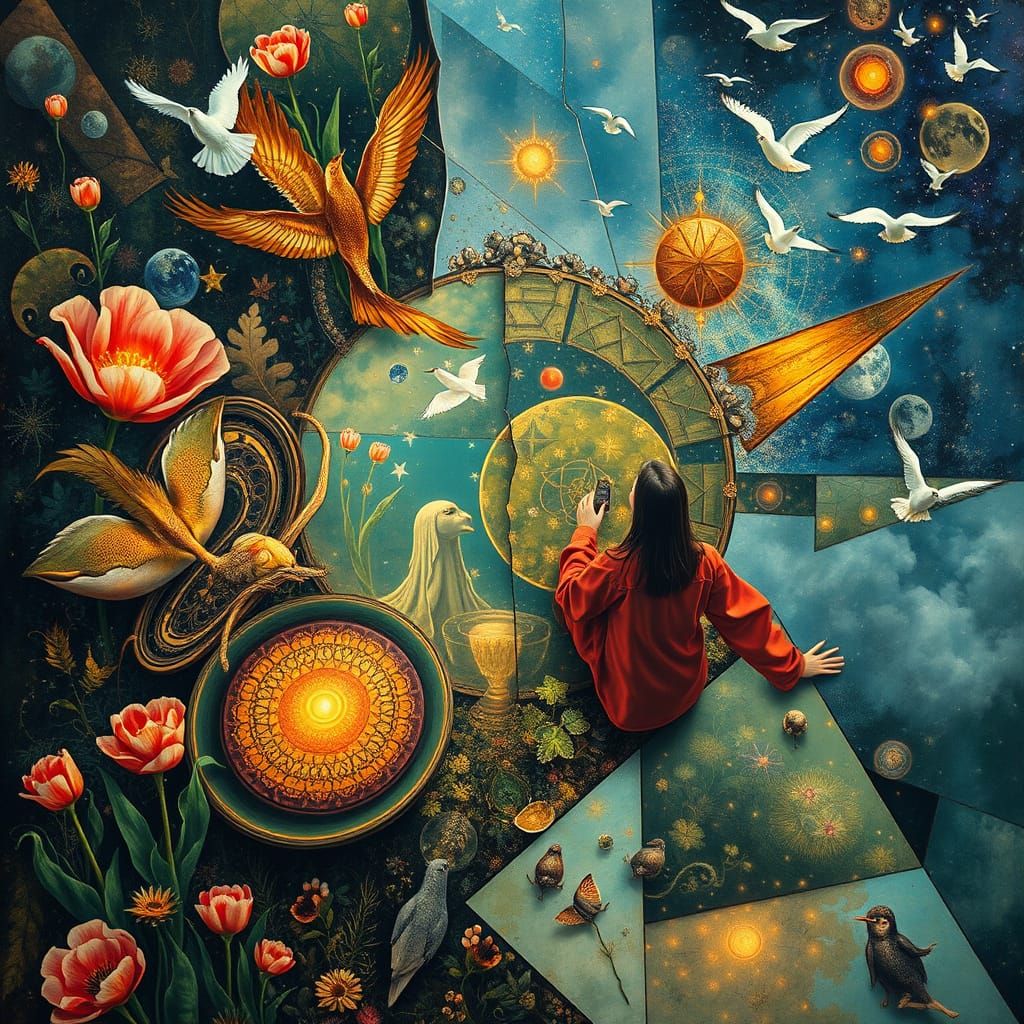 Psychedelic Sacred Geometry Utopia in Hieronymus Bosch Style