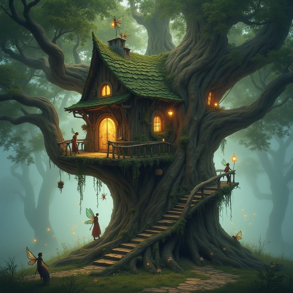 Enchanted Treehouse Amidst Ancient Oak