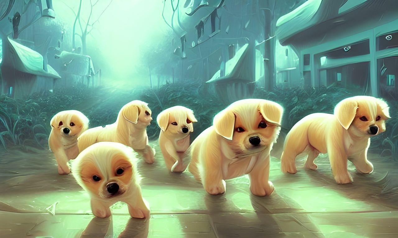 Army of Cute Puppies Digital Artwork