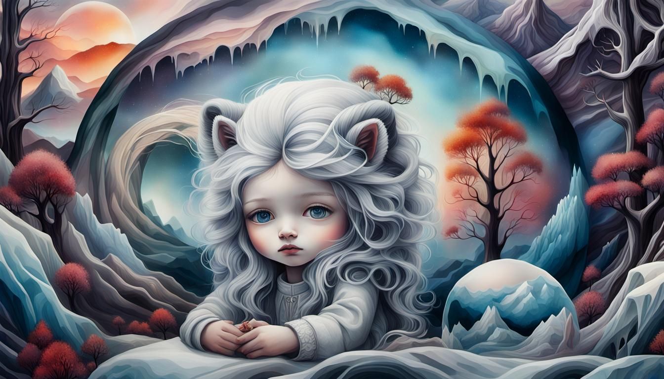 Galactic Portrait in Nordic Pastel Palette