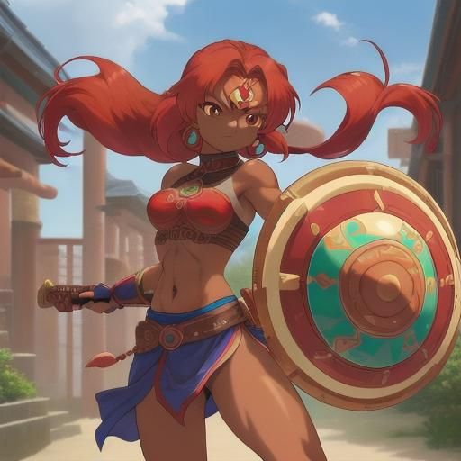 Anime-Style Gerudo Warrior with Shield
