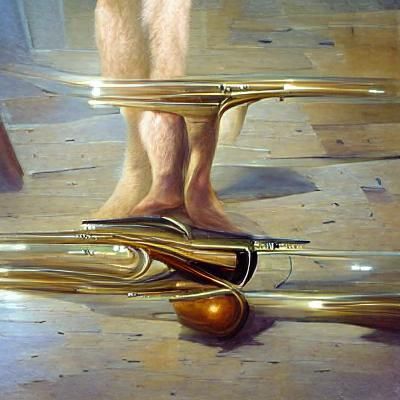 Trombone Leg People in Oil Painting Style