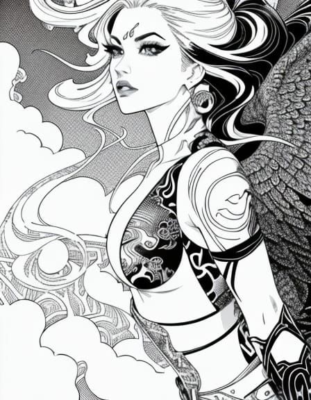 Psychedelic Neo-Fauvism Landscape with Mythical Creatures