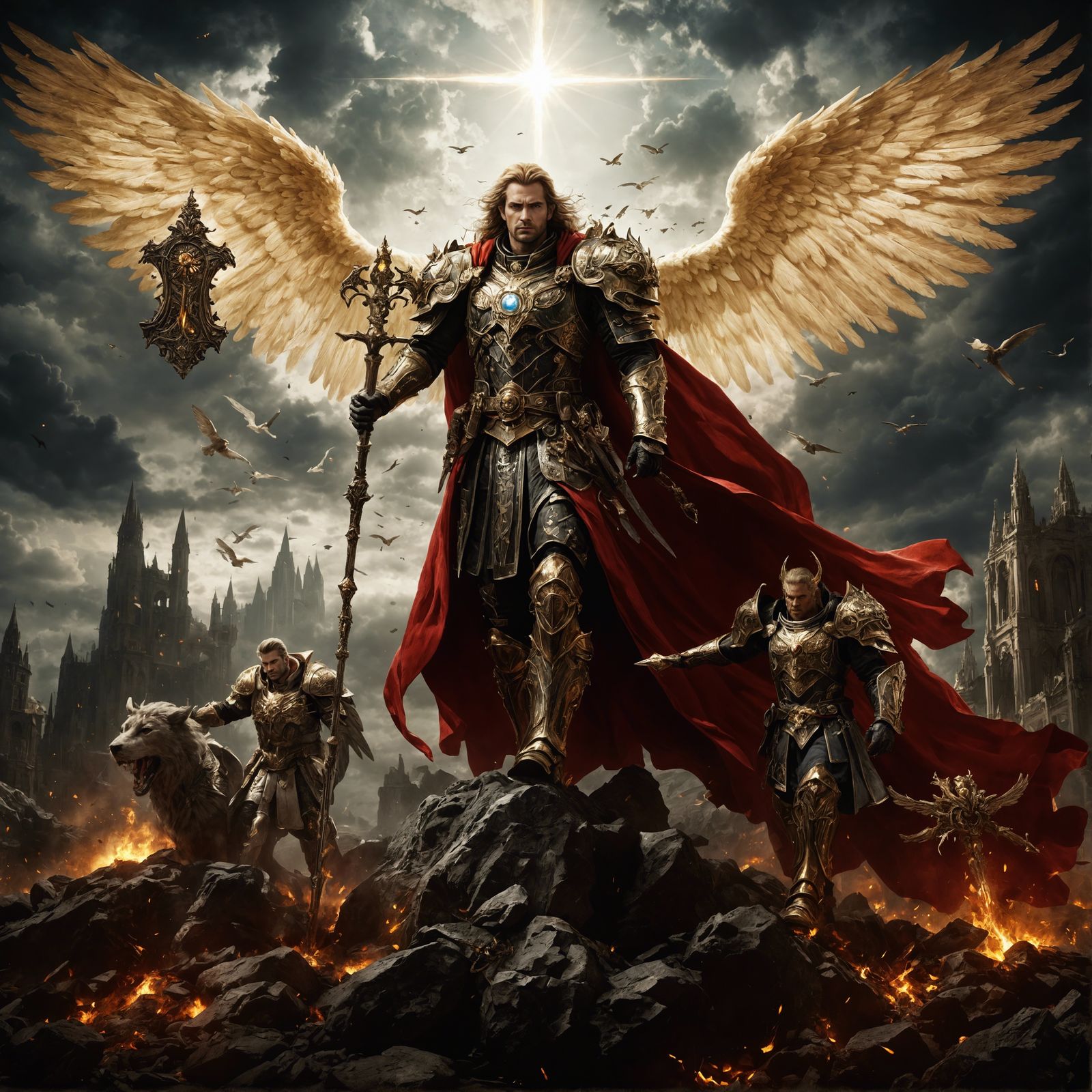 Angel General of Light in Dark Fantasy Style