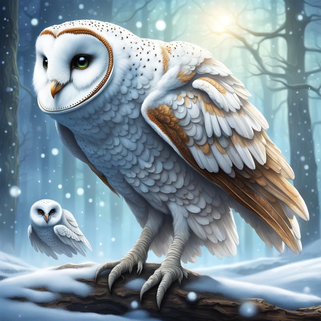 Alien Exoplanet: White Owl Lifeforms in Speculative Art