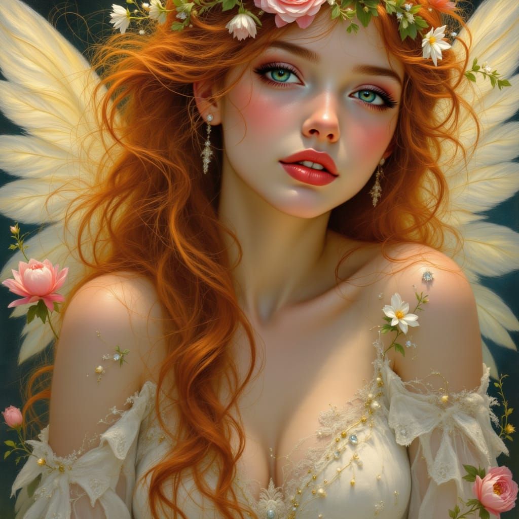 Gorgeous Angelic Woman in Pre-Raphaelite Style