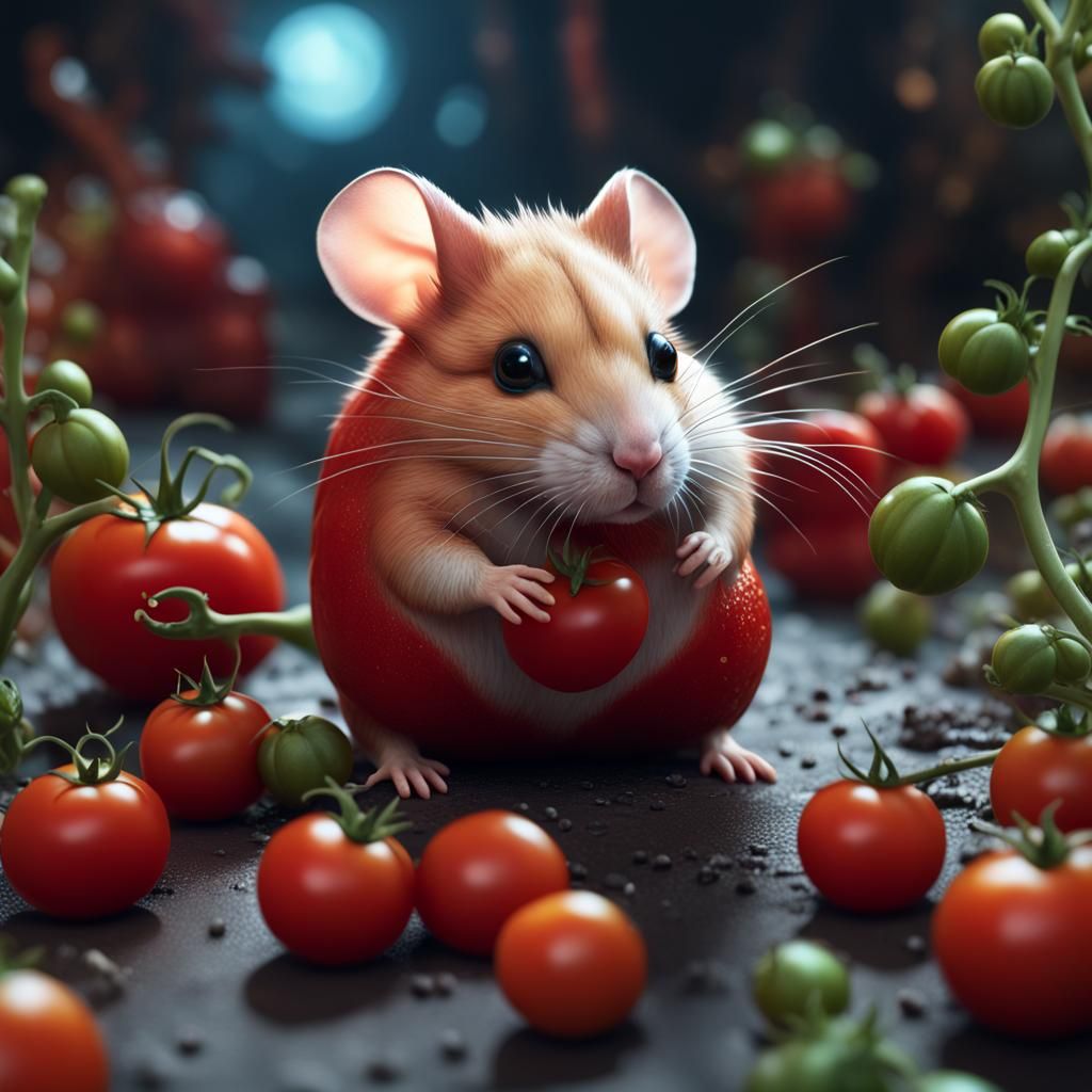 Tomato Hamster Fantasy Concept Art in 8k