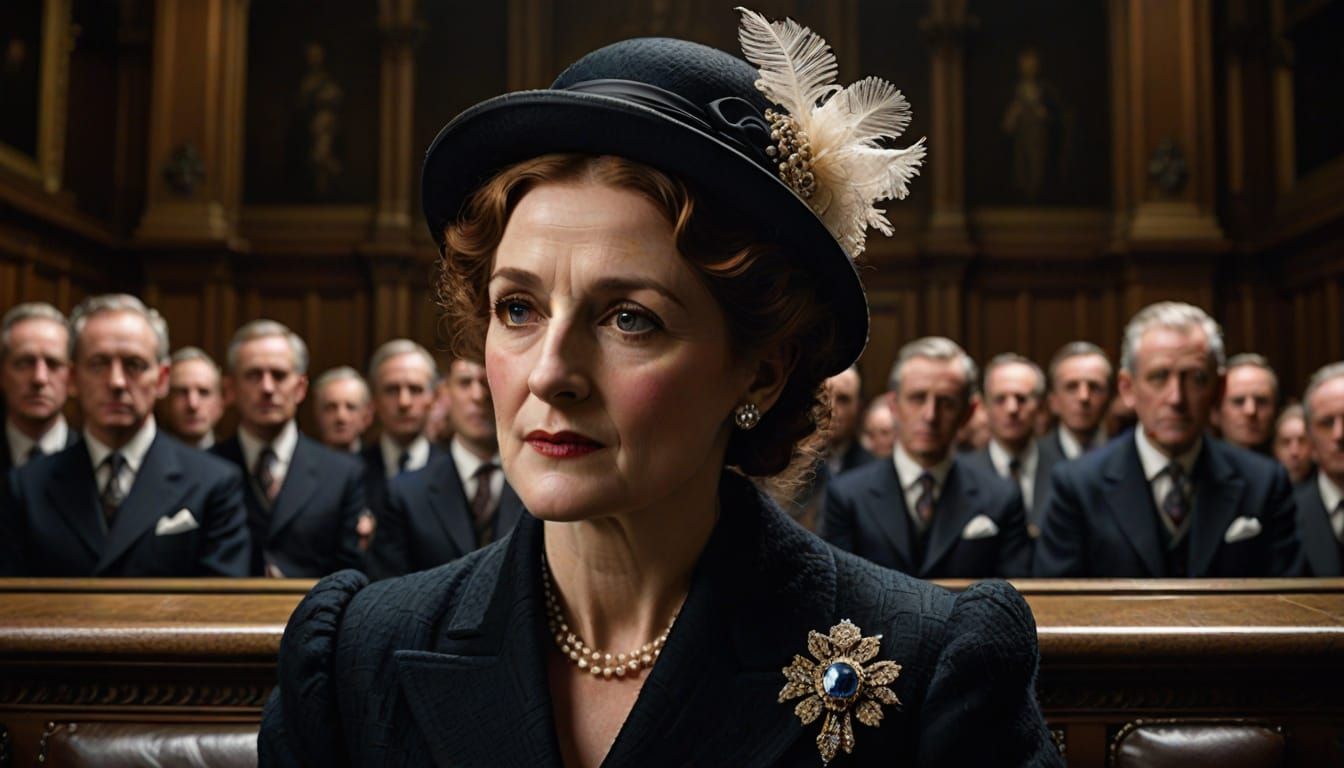 Photorealistic Portrait of Nancy Astor in British Parliament