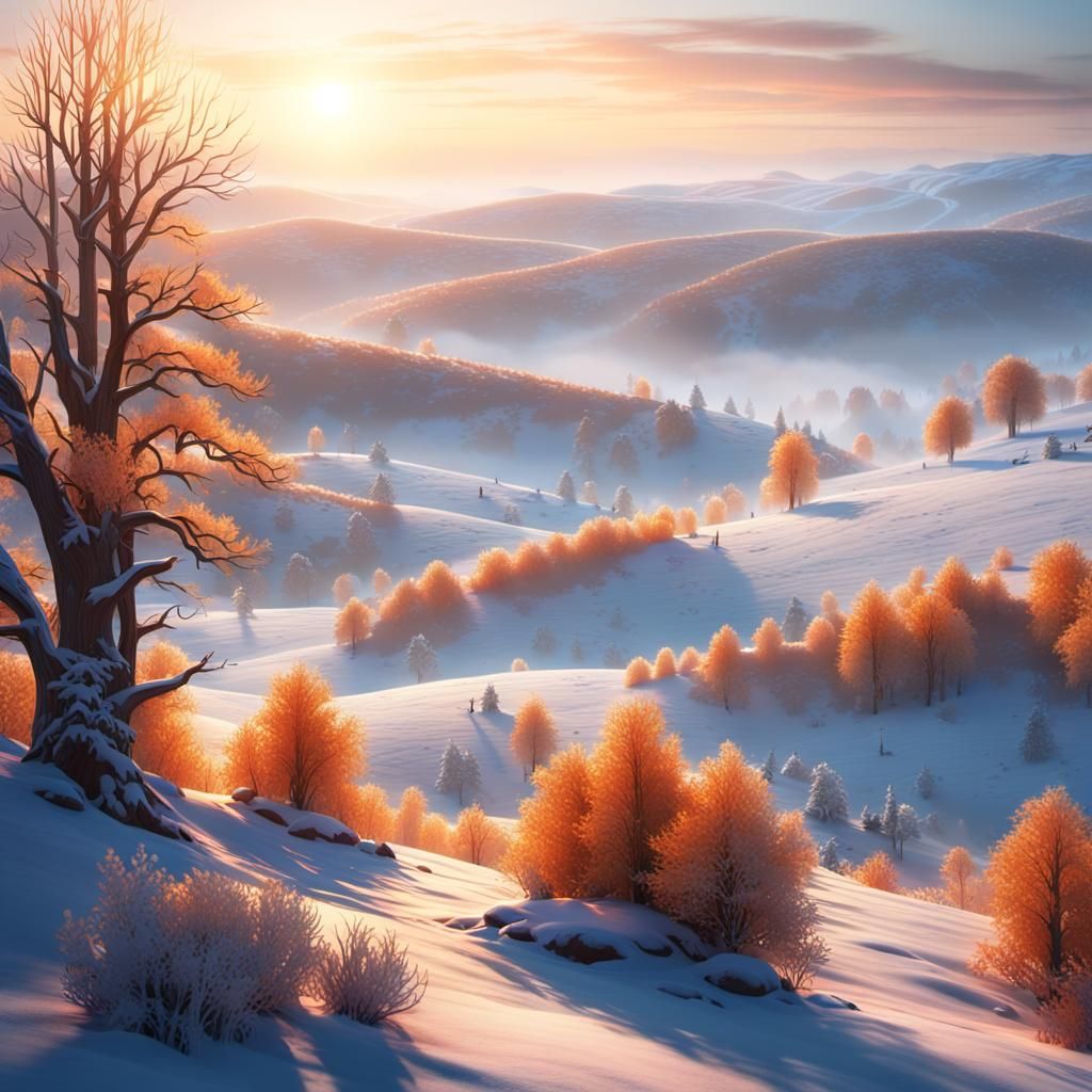 Ethereal Winter Morning in Vibrant Color
