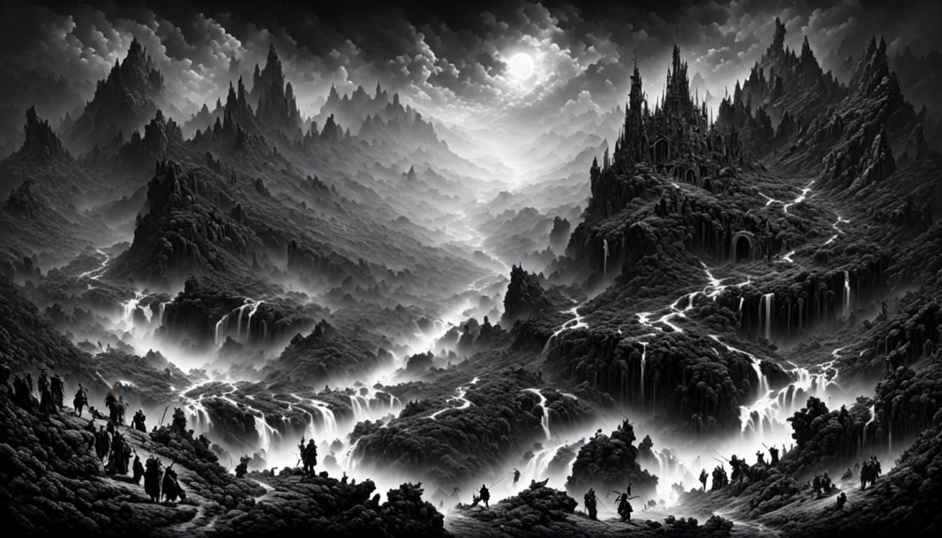 Epic Fantasy Landscape with Angelic Figures