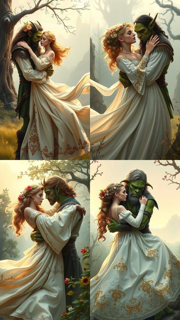 A Pre-Raphaelite Princess Enchanted by Her Orc King