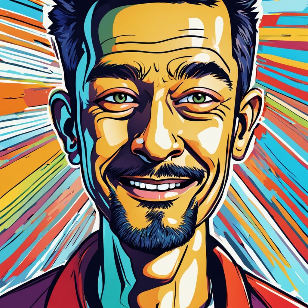 Colorful Caricature Portrait with Exaggerated Features