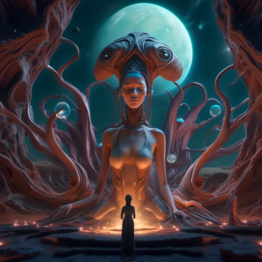 Exotic Alien Goddess on Fantasy Planet