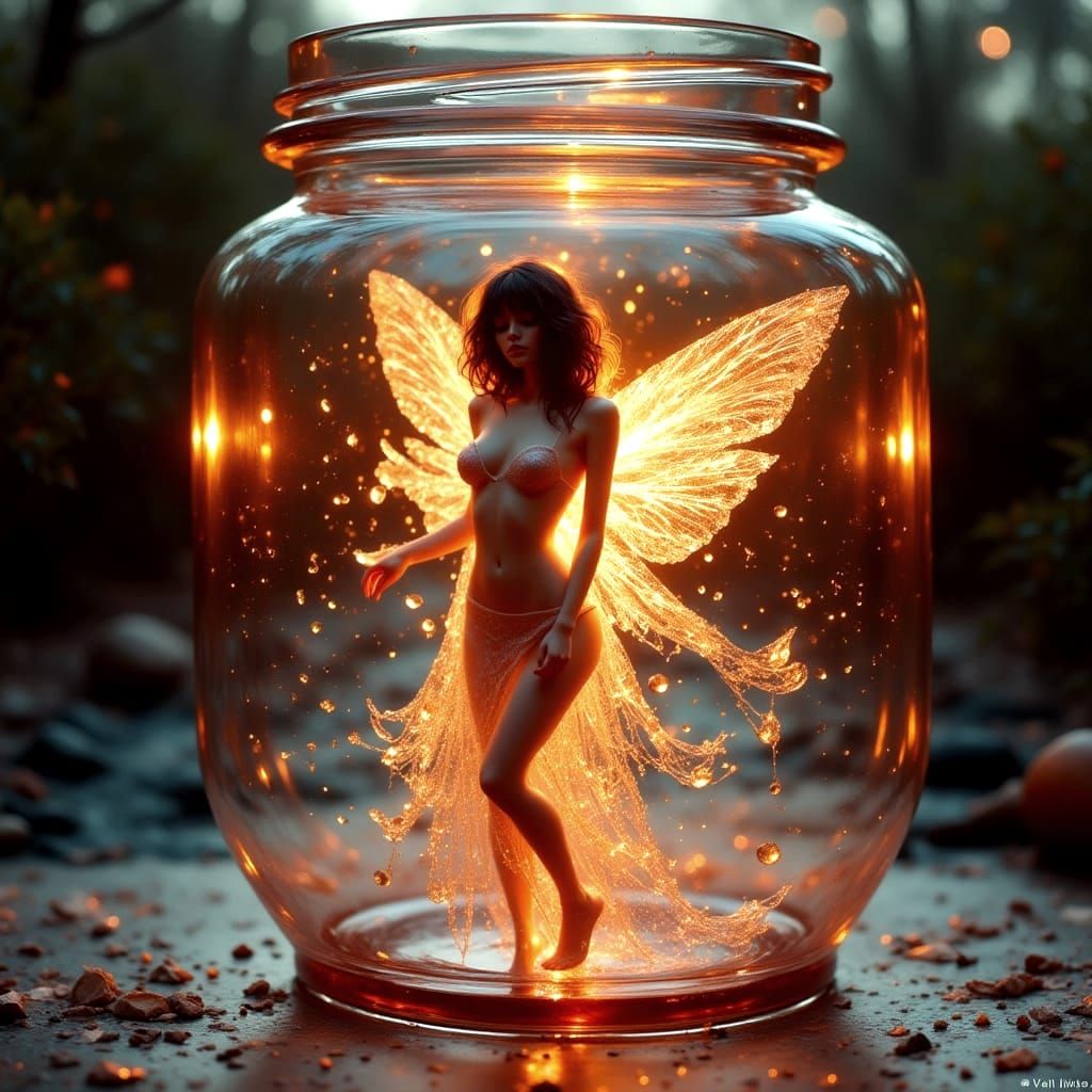 Waterfairy Inside a Glass Jar