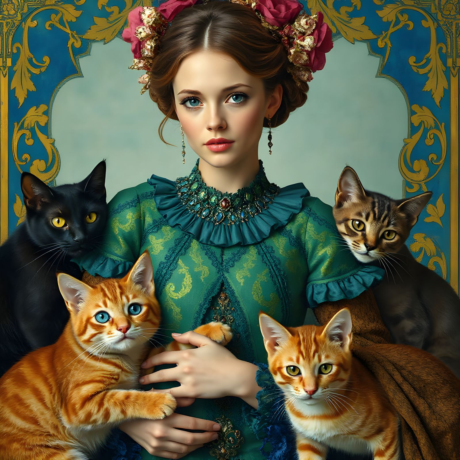 The Queen of Cats: Vibrant Digital Portrait