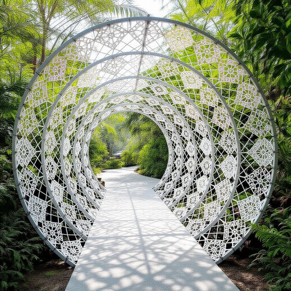 Lace Collage Tunnel Leading to Bright Light