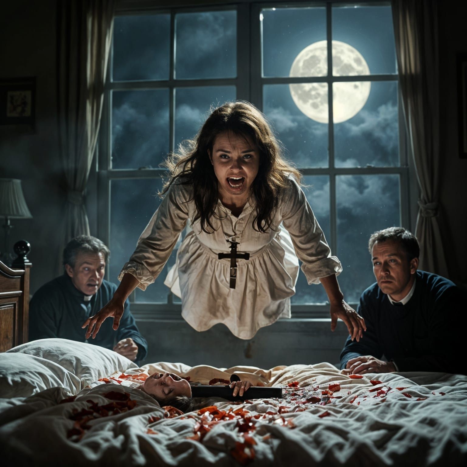 The Exorcist Linda Blair Floating in Fear