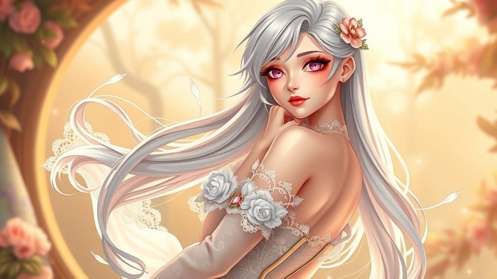 Ethereal Androgynous Figure in Rococo Attire, Inspired by He...