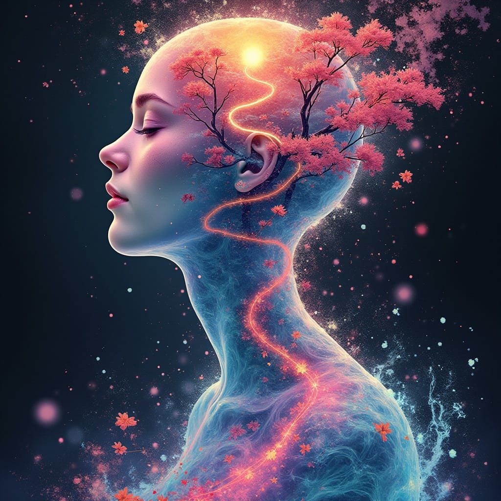 Ethereal Goddess in Whirling Bloom