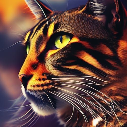 Surreal Cat Double Exposure Collage in 8K