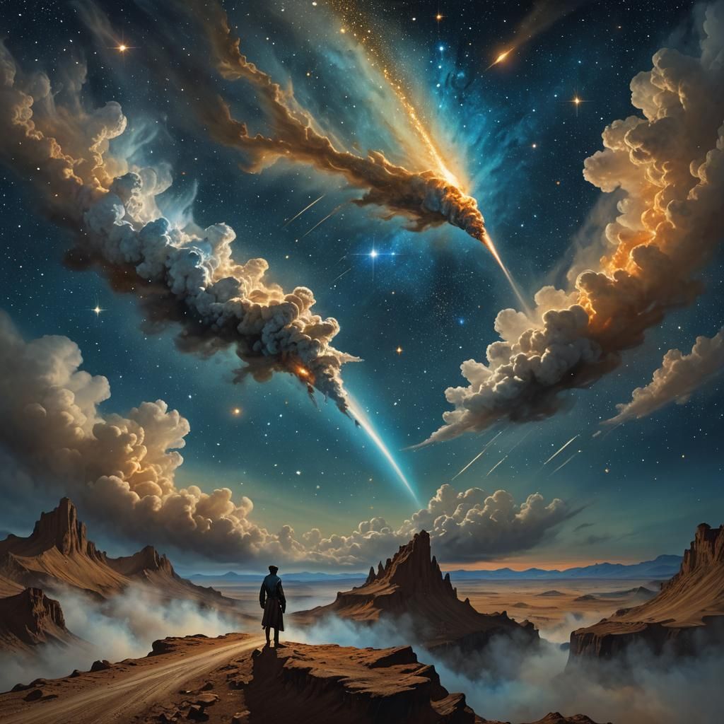 Baroque Sci-Fi Halley's Comet Matte Painting