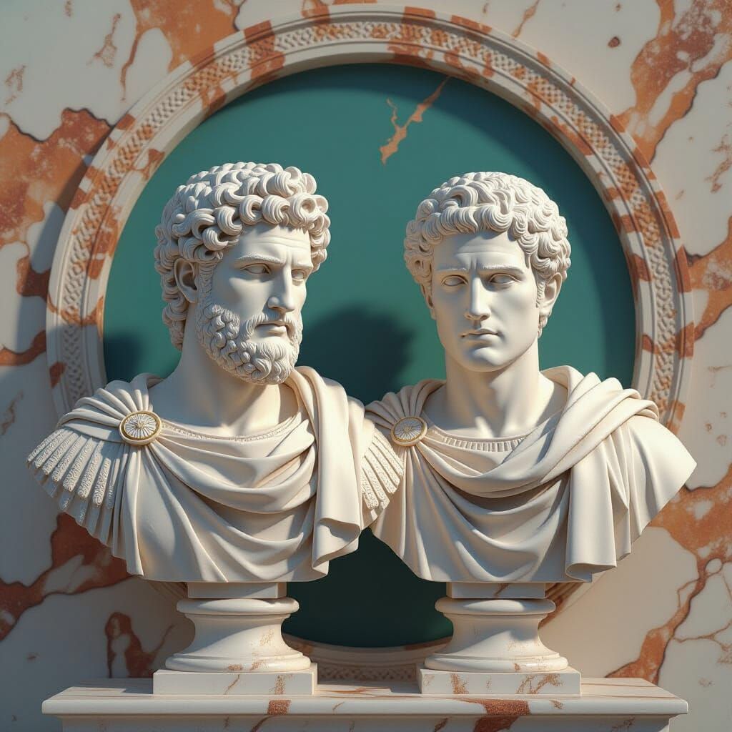 Ancient Marble Busts of Alexandros and Hephaestion