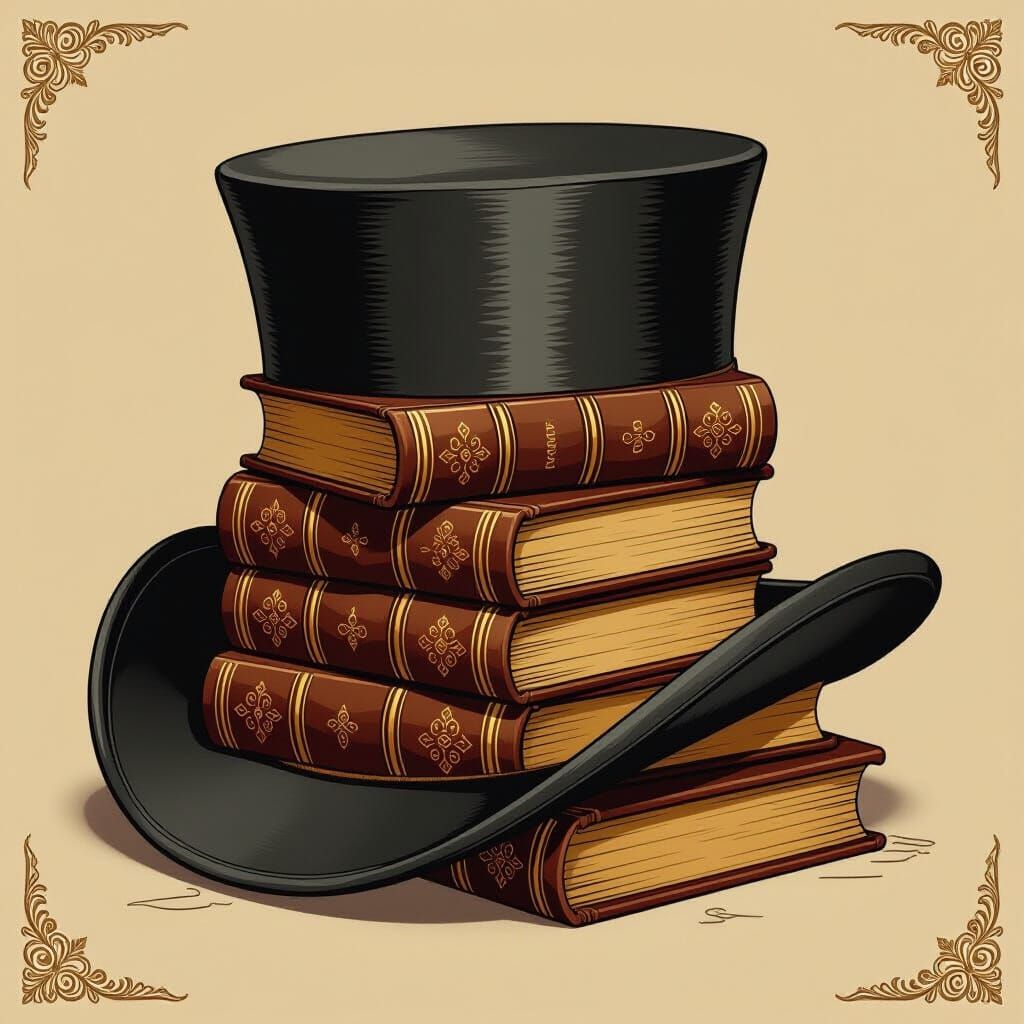 Dapper Top Hat Made of Stacked Books