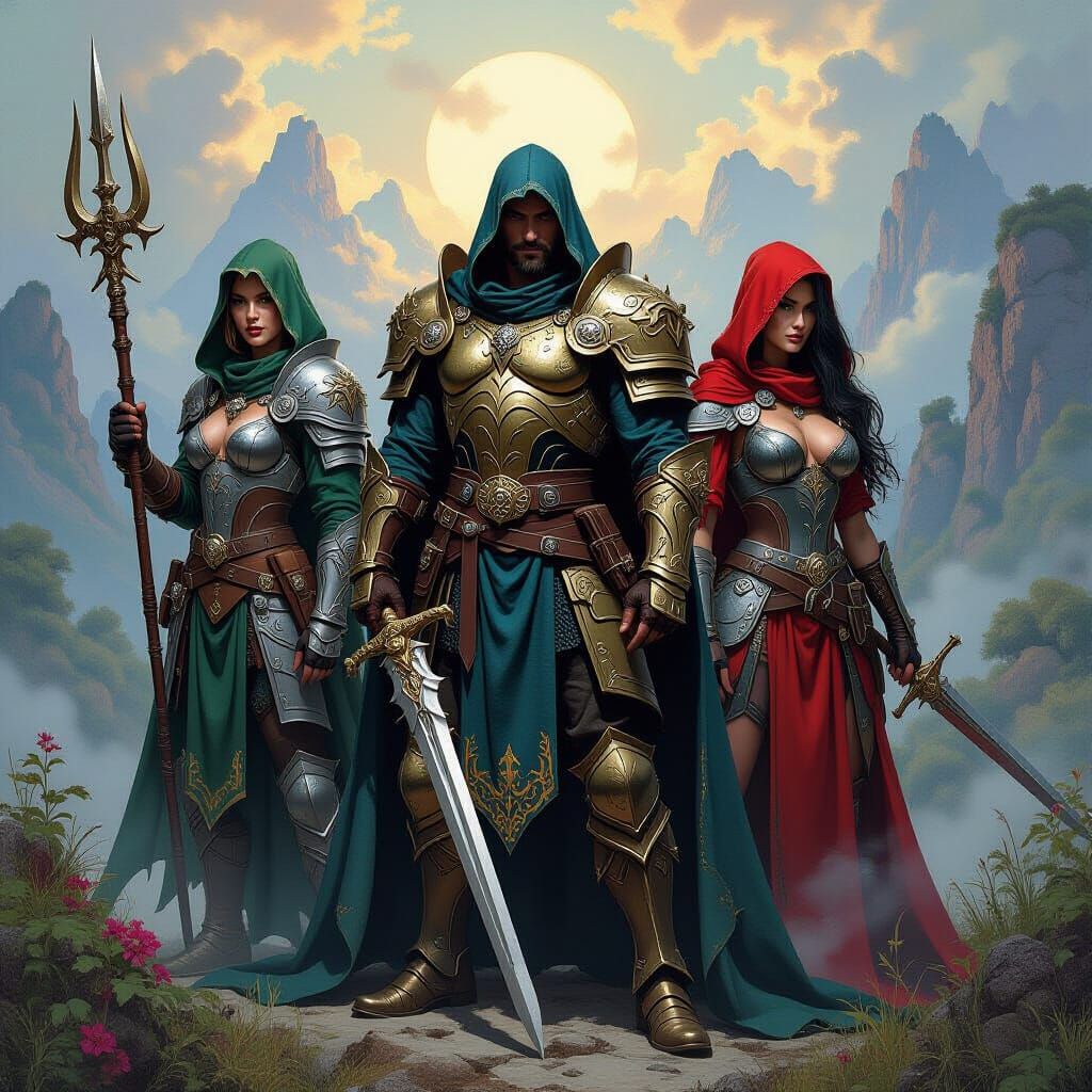 D&D Characters in Fantasy Oil Painting Style