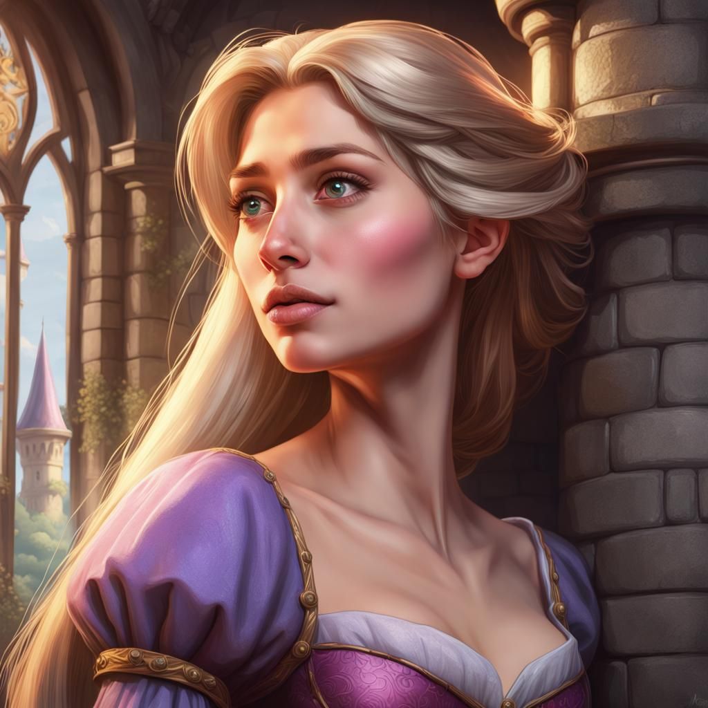 Senile Rapunzel Portrait in Detailed Fantasy Art