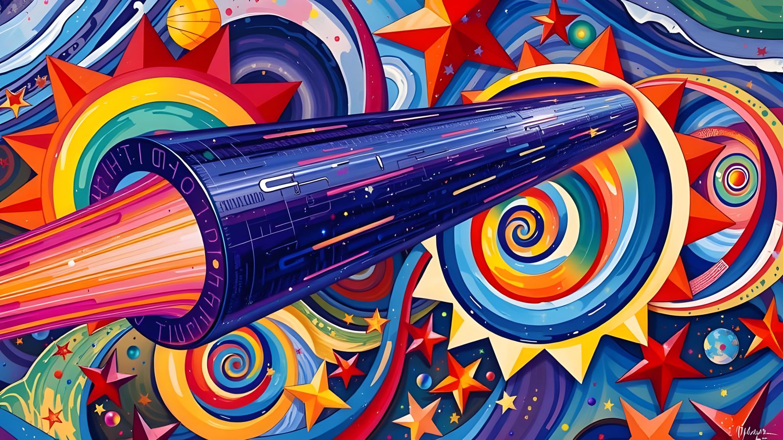 High-Velocity Cylinder in Abstract Expressionist Cosmos