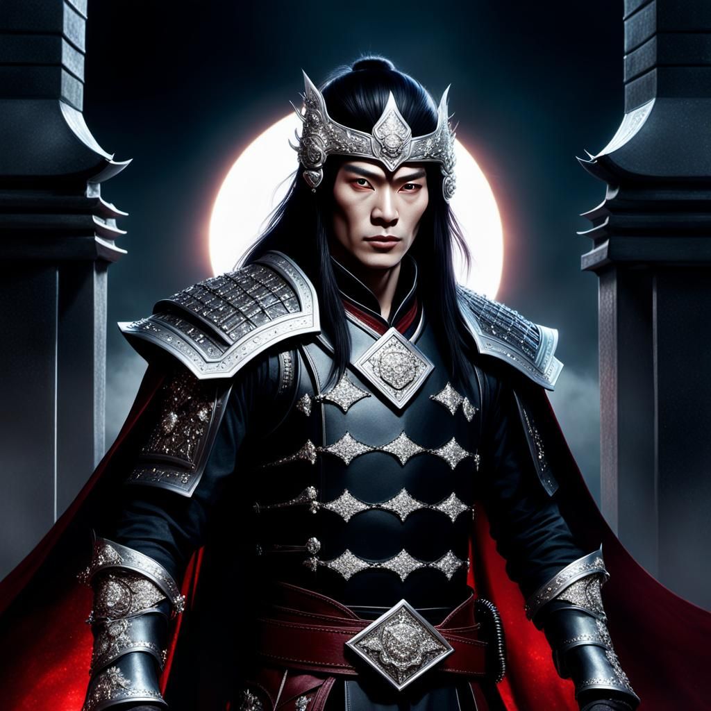 Chinese Warrior in Sparkling Diamond Helmet