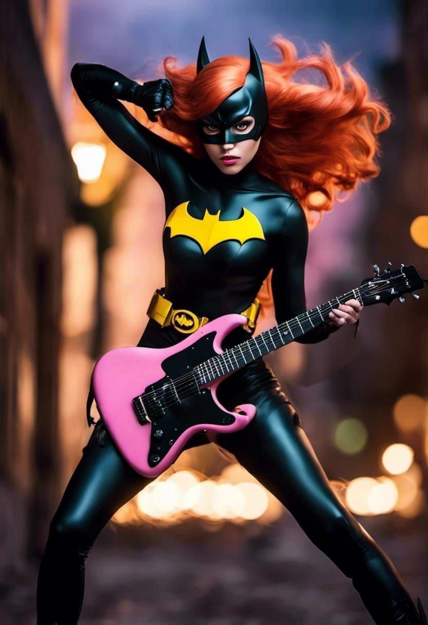 Batgirl Barbara Gordon playing guitar