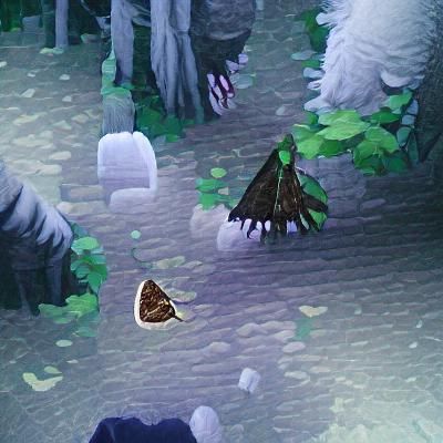 Giant Moth in Gloomy Forest