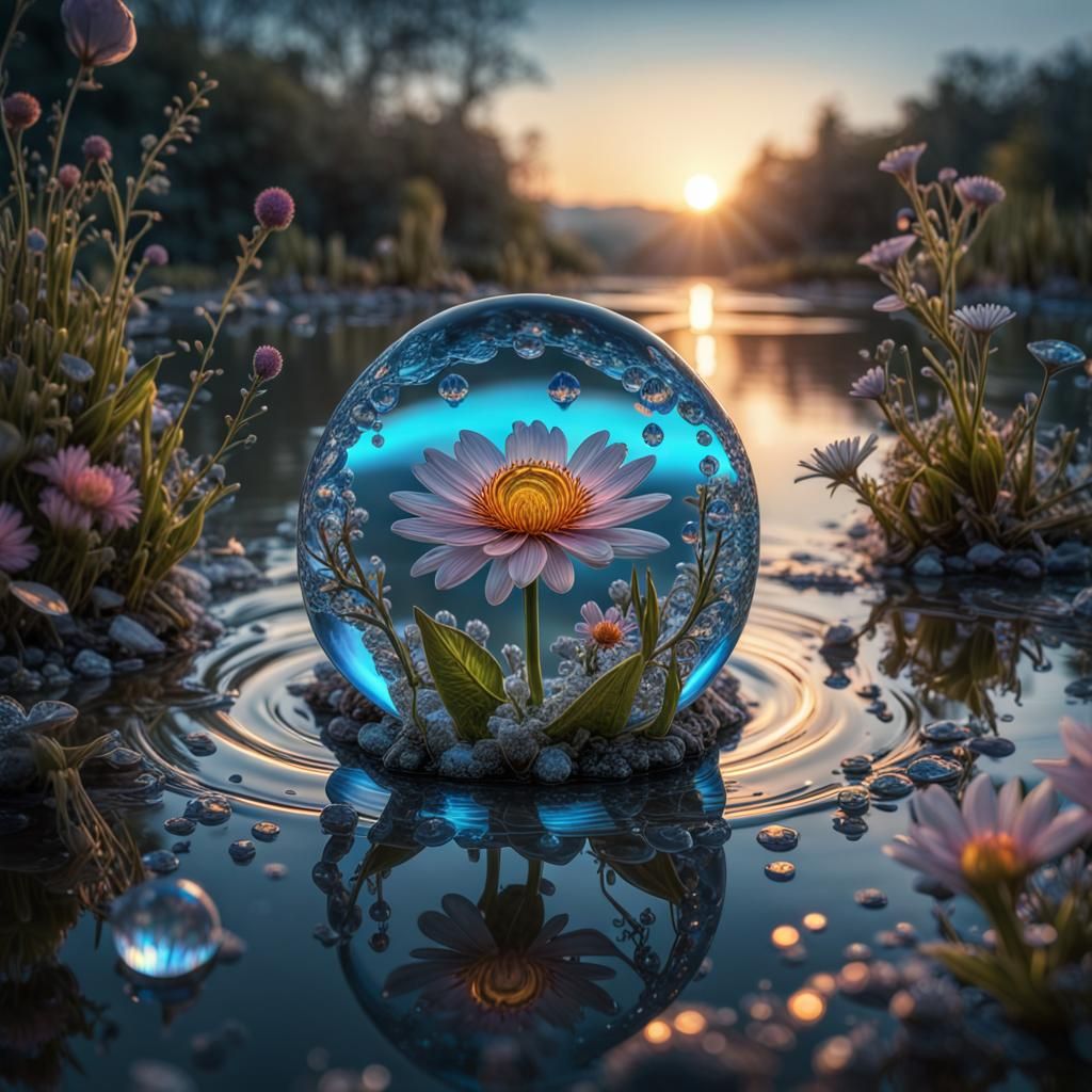 Bioluminescent River in Brain: Diamond Waterdrop Sunrise