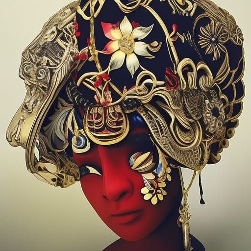 Baroque Surrealist Portrait with Psychedelic Elements