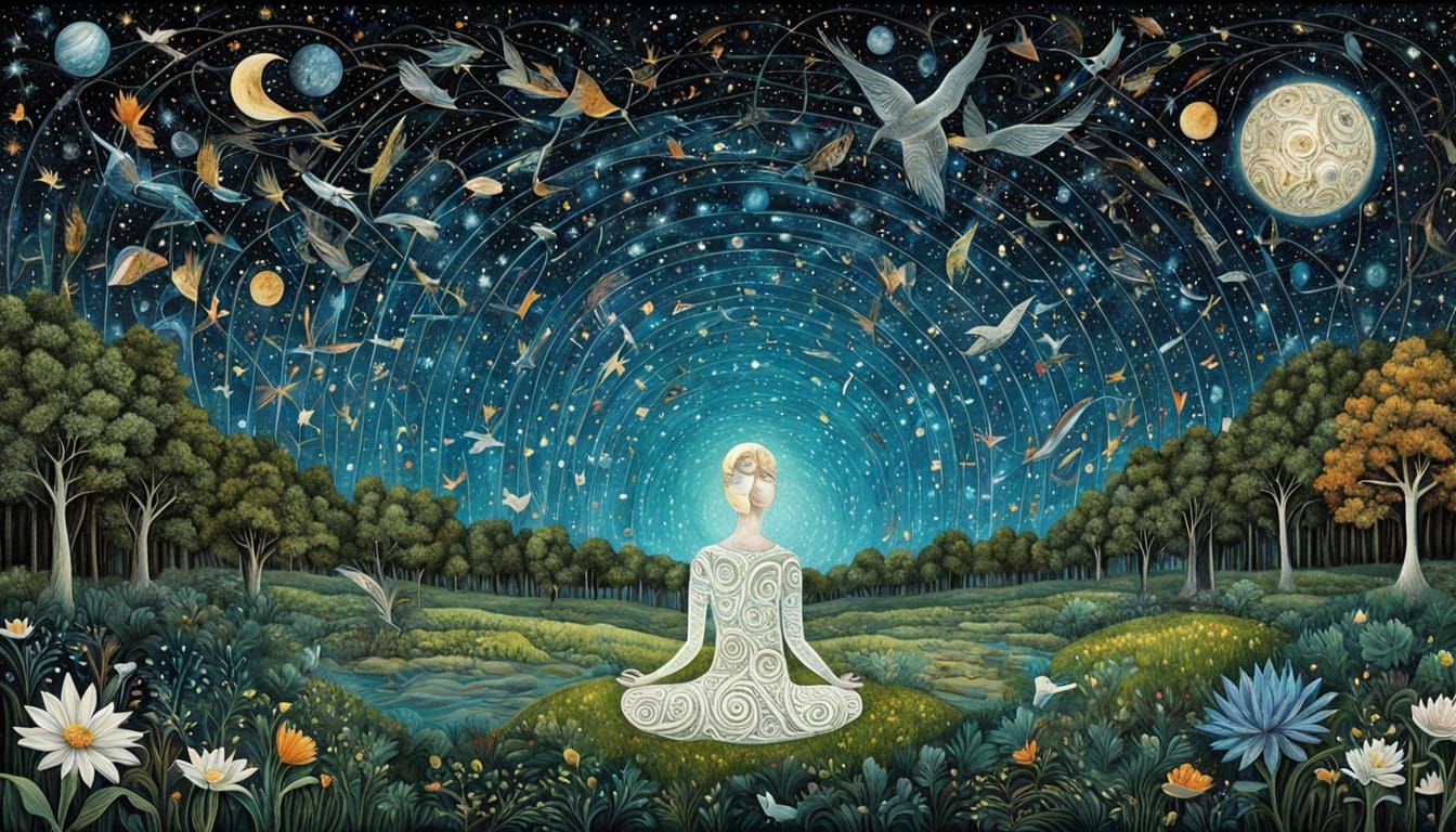 Cosmic Bio Art Collage in Digital Style