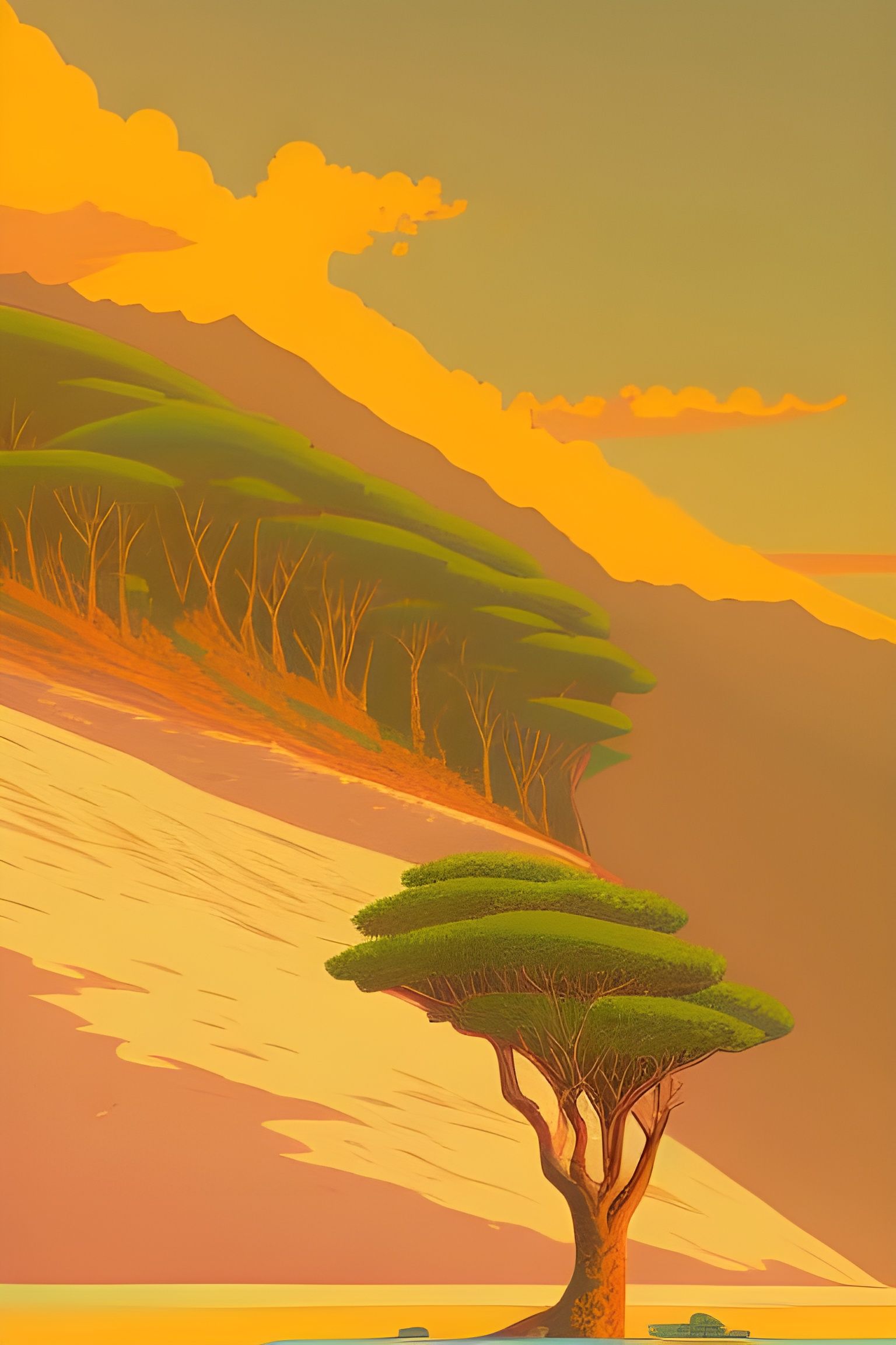 Reunion Island Landscape in Trending Digital Art Style