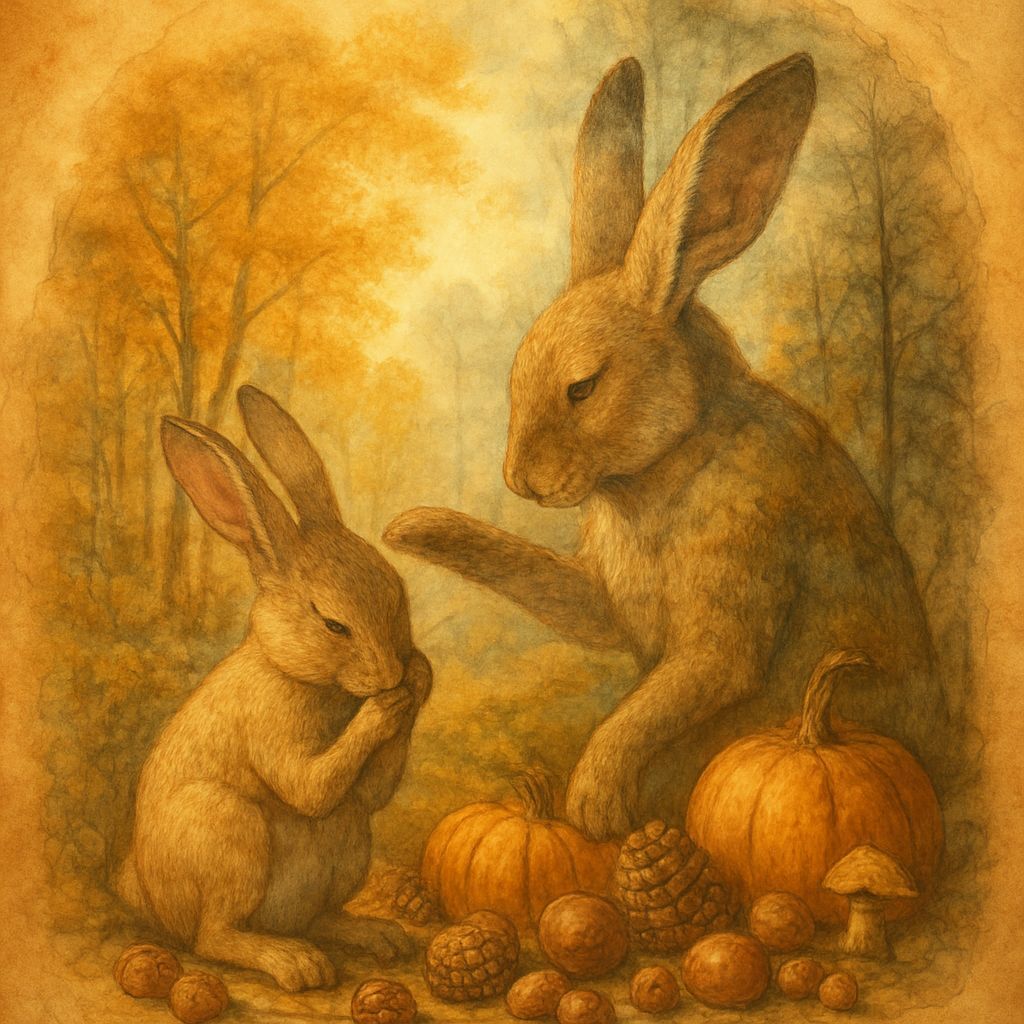 Surreal Hares in Autumnal Double Exposure