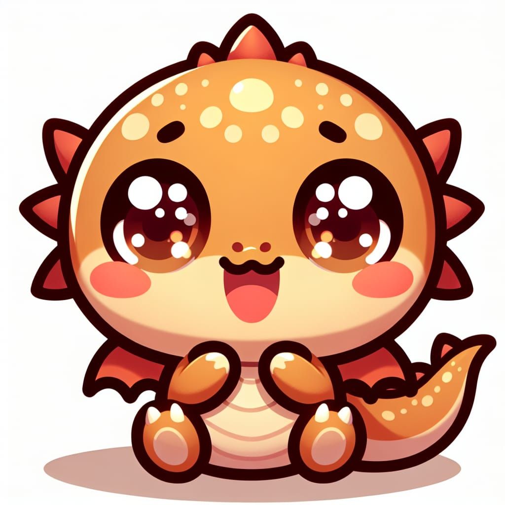 Joyful Cartoon Dragon with Expressive Eyes